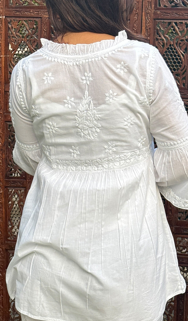 Rania Women's Lakhnavi Handcrafted Cotton Chikankari Kurta And Palazzo Set - HONC0270133