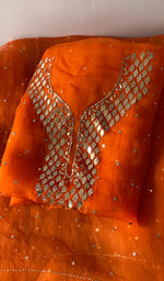Alfia Women's Lakhnavi Handcrafted Pure Organza Chikankari Unstitched Kurta And Dupatta Set- HONC0556874