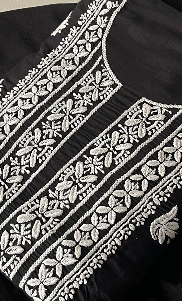 Arisha Women's Lucknowi Handcrafted Modal Cotton Chikankari Unstitched Suit Material - HONC0275938