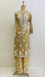 将图像加载到图库查看器中， Women&#39;s Lakhnavi Handcrafted Cotton Chikankari Kurta And Palazzo Set - HONC0153928
