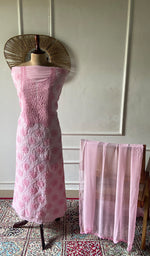 Load image into Gallery viewer, Women's Lakhnavi Handcrafted Cotton Unstitched Chikankari Suit Material - HONC0365127