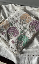 将图像加载到图库查看器中， Women&#39;s Lucknowi Handcrafted Crepe  Chikankari Unstitched Kurta Dupatta Set- HONC0283633
