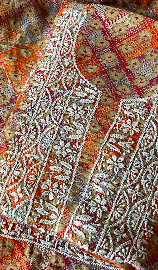 Women's Lakhnavi Handcrafted Cotton Chikankari Kurta And Kurta Dupatta Set - HONC0264800