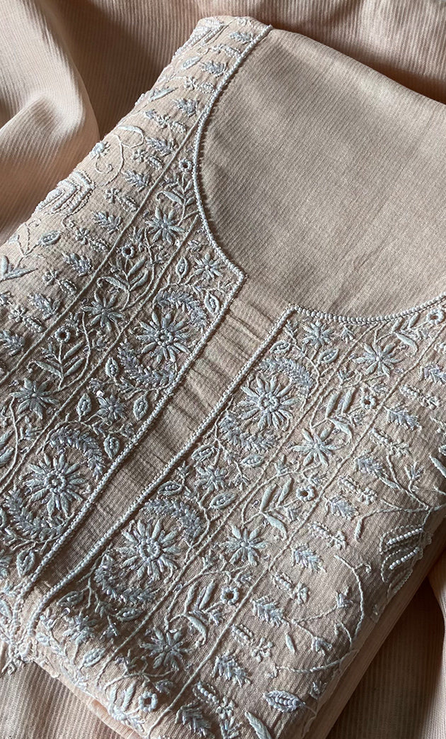 Women's Lakhnavi Handcrafted Maheshwari Mul Chanderi Kurta And Dupatta Set- HONC0296170