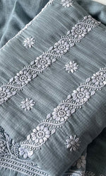 Load image into Gallery viewer, Women&#39;s Lucknowi Handcrafted Kota Cotton Chikankari Unstitched Kurta And Dupatta Set - HONC0312637
