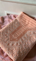 将图像加载到图库查看器中， Women's Lakhnavi Handcrafted Cotton Unstitched Chikankari Suit Material - HONC0367381