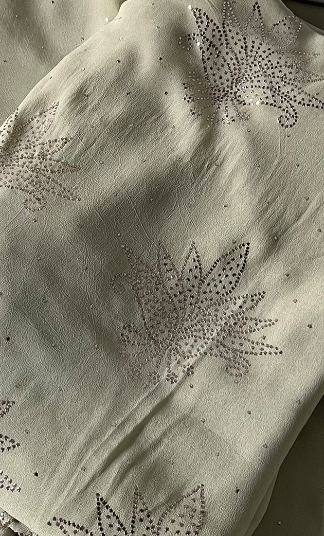 Women's Lucknowi Handcrafted Viscose Georgette Unstitched Chikankari Suit Material - HONC0336838