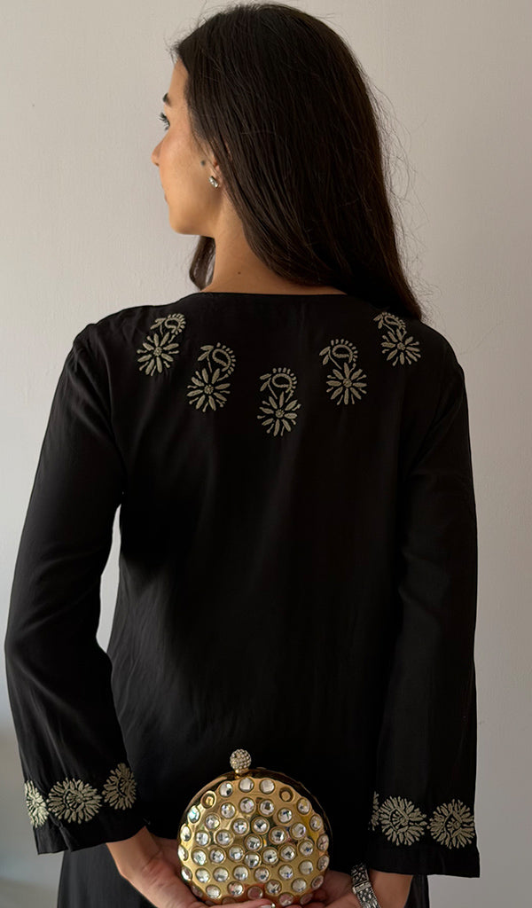 Women's Lakhnavi Handcrafted Modal Cotton Chikankari Kurti And Plazzo Set - HONC0373274