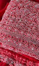 Load image into Gallery viewer, Women&#39;s Lucknowi Handcrafted Faux-Georgette Chikankari Suit Material - HONC0263415
