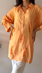 将图像加载到图库查看器中， Women's Lakhnavi Handcrafted Cotton Chikankari Top - HONC0325794