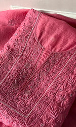 Load image into Gallery viewer, Women's Lakhnavi Handcrafted Pure Organza Chikankari Unstitched Kurta And Dupatta Set- HONC0327846