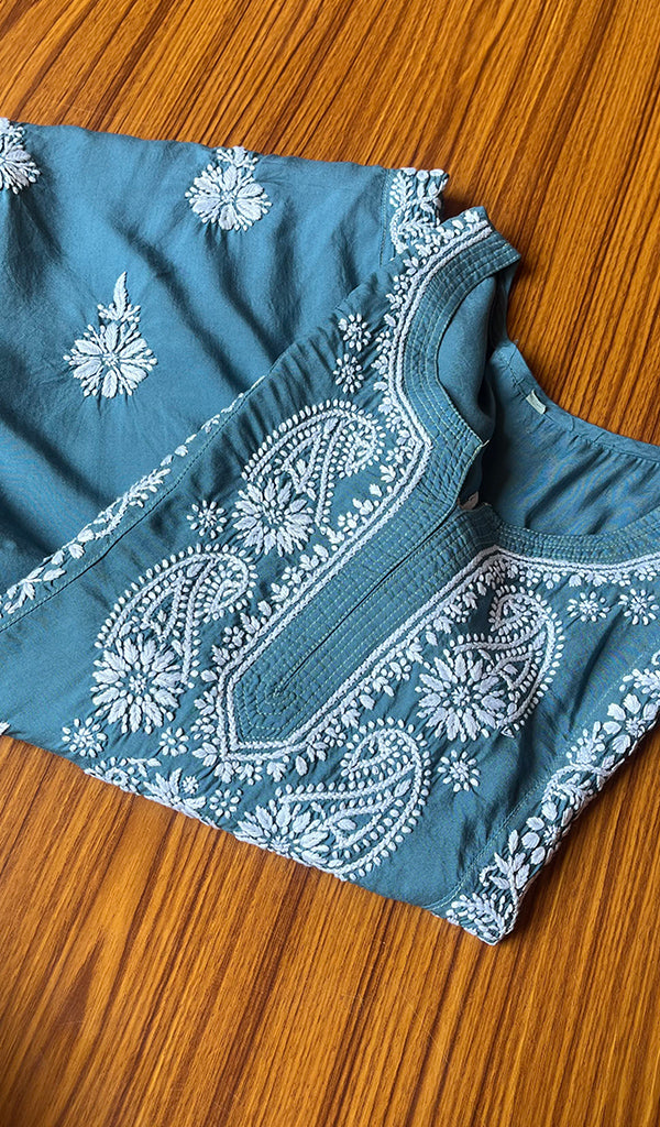 Women's Lucknowi Handcrafted Modal Cotton Chikankari Kurti - HONC0301029