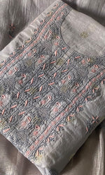 Load image into Gallery viewer, Women's Lakhnavi Handcrafted Mul Chanderi Unstitched Chikankari Full Suit Material - HONC0316861