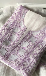 Load image into Gallery viewer, Women's Lakhnavi Handcrafted Unstitched Mul Chanderi Kurta And Dupatta Set - HONC0327491