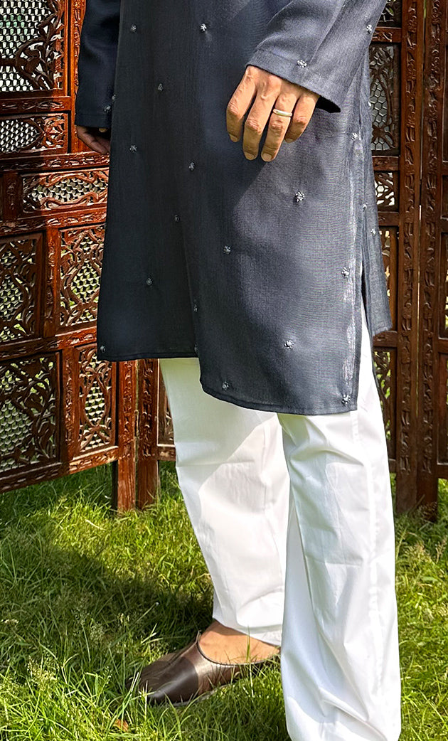 Men's Lucknowi Handcrafted Cotton Chikankari Kurta - HONC0324702