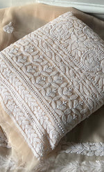 将图像加载到图库查看器中， Vamika Women's Lucknowi Handcrafted Faux-Georgette Unstitched Chikankari Suit Material - HONC0330346