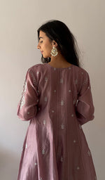 将图像加载到图库查看器中， Women's Lucknowi Handcrafted Mul Chanderi Stitched Chikankari Kurta And Plazzo Set- HONC0379066
