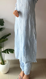 Load image into Gallery viewer, Women's Lakhnavi Handcrafted Modal Cotton Chikankari Kurti And Plazzo Set - HONC0371328