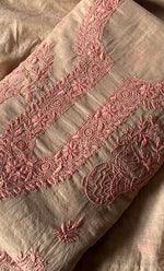Women's Lakhnavi Handcrafted Mul Chanderi Unstitched Chikankari Full Suit Material - HONC0326121