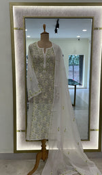 Load image into Gallery viewer, Women&#39;s Lakhnavi Handcrafted Mul Chanderi Semi - Stitched Kurta And Dupatta Set - HONC0233322

