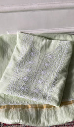 将图像加载到图库查看器中， Women's Lakhnavi Handcrafted Mul Chanderi Unstitched Chikankari Full Suit - HONC0367574