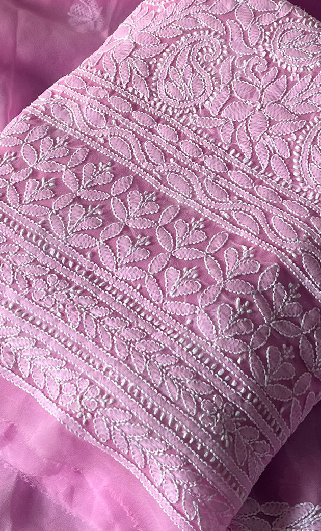 Vamika Women's Lucknowi Handcrafted Faux-Georgette Unstitched Chikankari Suit Material - HONC0330338