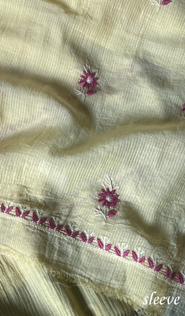 Women's Lakhnavi Handcrafted Maheshwari  Mul Chanderi Kurta And Dupatta Set - HONC0172456