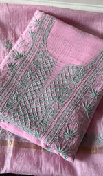 Load image into Gallery viewer, Aseel Women's Lakhnavi Handcrafted Mul Chanderi Unstitched Chikankari Full Suit - HONC0342156