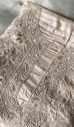 Women's Lakhnavi Handcrafted Tussar Silk Chikankari Kurta And Organza Dupatta Set - HONC0332849