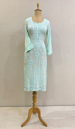 将图像加载到图库查看器中， Aaliya Women&#39;s Lucknowi Handcrafted Crepe Chikankari Kurti - HONC0218274
