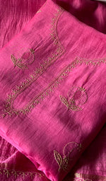 Load image into Gallery viewer, Women's Lakhnavi Handcrafted Chanderi Silk Unstitched Chikankari Full Suit - HONC035260