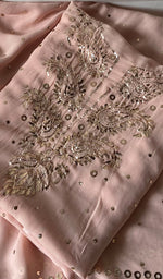 Load image into Gallery viewer, Hunar Women's Lucknowi Handcrafted Viscose Georgette Unstitched Chikankari Suit Material - HONC0353160