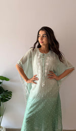 Load image into Gallery viewer, Pragya Women's Lucknowi Handcrafted Mul chanderi Chikankari Kaftan - HONC0487568