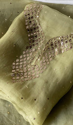 Load image into Gallery viewer, Alfia Women's Lakhnavi Handcrafted Pure Organza Chikankari Unstitched Kurta And Dupatta Set- HONC0378588