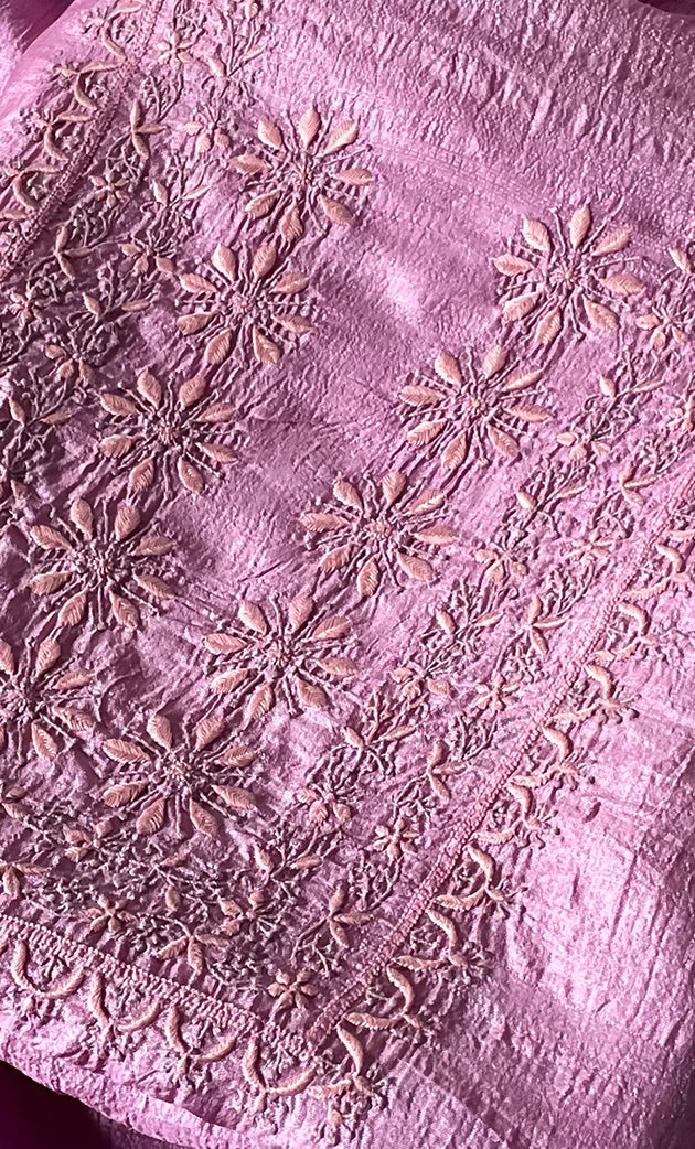 Women's Lakhnavi Handcrafted Tussar Silk Chikankari Kurta And Dupatta Set - HONC0307385