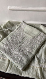 Load image into Gallery viewer, Women's Lakhnavi Handcrafted Mul Chanderi Unstitched Chikankari Full Suit Material - HONC0338251