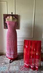 将图像加载到图库查看器中， Women's Lucknowi Handcrafted Faux-Georgette Unstitched Chikankari Suit Material - HONC0347549