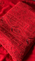 Load image into Gallery viewer, Women's Lucknowi Handcrafted Viscose Georgette Unstitched Chikankari Suit Material - HONC0325144