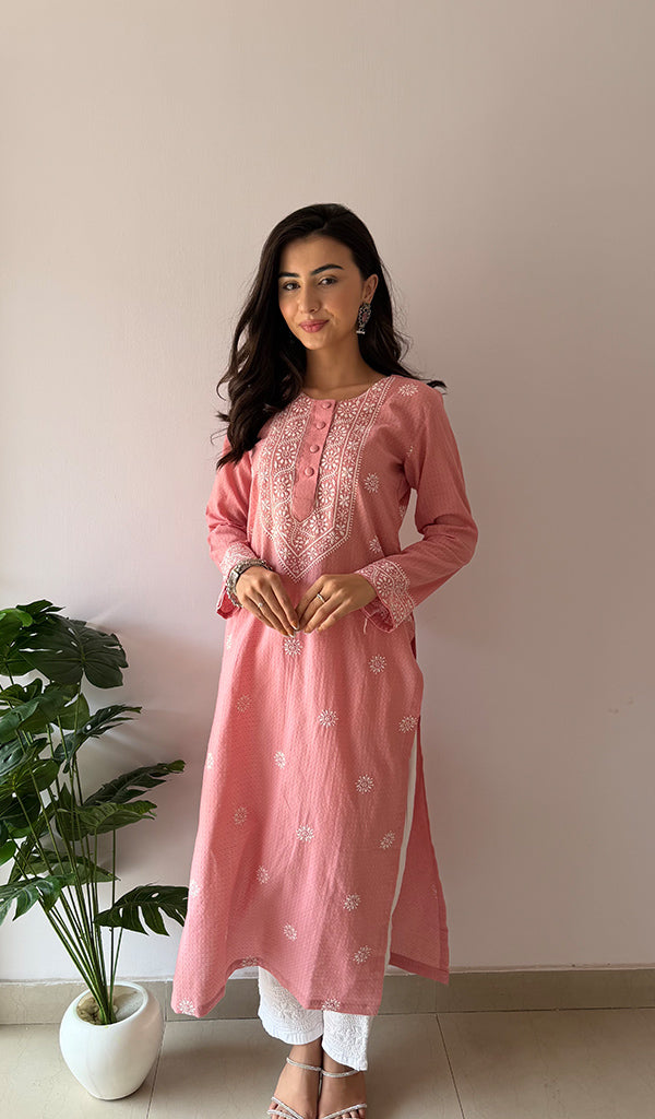 Prisha Women's Lakhnavi Handcrafted Cotton Chikankari Kurti - HONC0341089