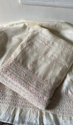 Load image into Gallery viewer, Women's Lakhnavi Handcrafted Tussar Silk Chikankari Kurta And Dupatta Set - HONC0314565
