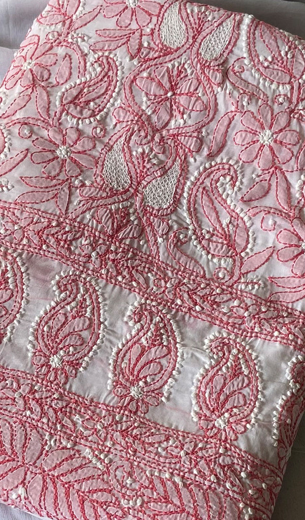 Women's Lakhnavi Handcrafted Cotton Unstitched Chikankari Suit Material - HONC0354984