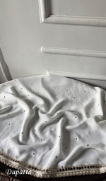 Load image into Gallery viewer, Women's Lucknowi Handcrafted Viscose Georgette Unstitched Chikankari Kurta and Dupatta Set- HONC0329581