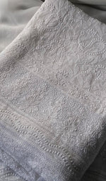 Load image into Gallery viewer, Women's Lucknowi Handcrafted Viscose Georgette Unstitched Chikankari Kurta and Dupatta Set- HONC0341387
