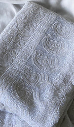 Load image into Gallery viewer, Women's Lucknowi Handcrafted Viscose Georgette Unstitched Chikankari Kurta and Dupatta Set- HONC0341943