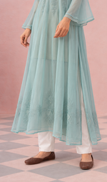 Aadab Women's Lakhnavi Handcrafted Faux-Georgette Chikankari  Anarkali Dress - HONC038964