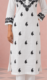 Women's Lucknowi Handcrafted Cotton Chikankari Kurti - HONC090132