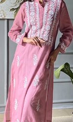 Load image into Gallery viewer, Women&#39;s Lakhnavi Handcrafted Kota Cotton Chikankari Kurti - HONC0305743
