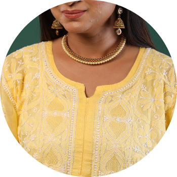 Seva chikan hand embroidered beige georgette lucknowi chikan kurti with  slip - Seva Chikan - 4158072