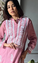 Load image into Gallery viewer, Women&#39;s Lakhnavi Handcrafted Kota Cotton Chikankari Kurti - HONC0305743
