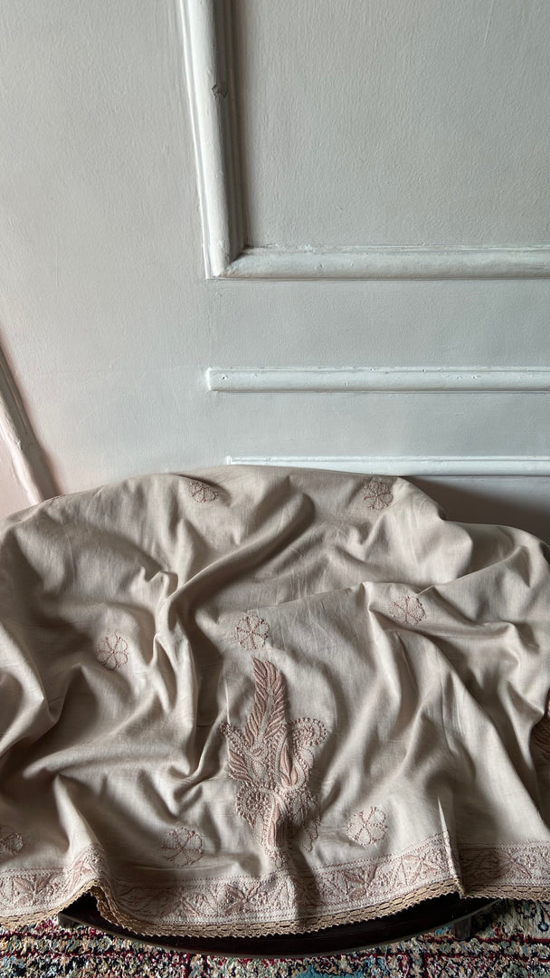 Women's Lakhnavi Handcrafted Cotton Unstitched Chikankari Suit Material - HONC0358199